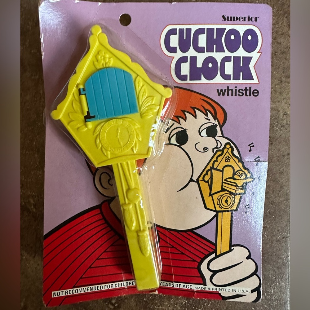 Vintage Cuckoo Clock Whistle Dime Store in original packaging novelty toy